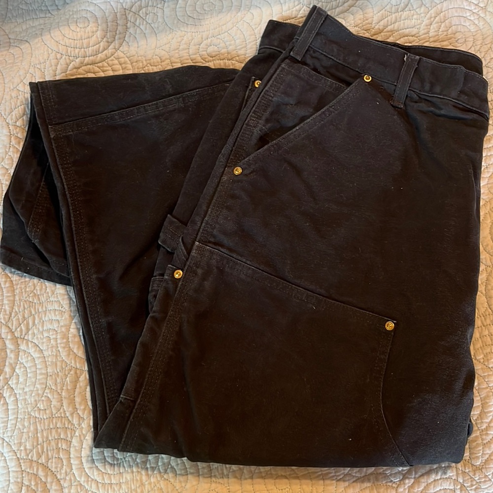 Carhartt Pants Adult 38"X32" Black B01 BLK USA Double Knee Duck Canvas Cargo